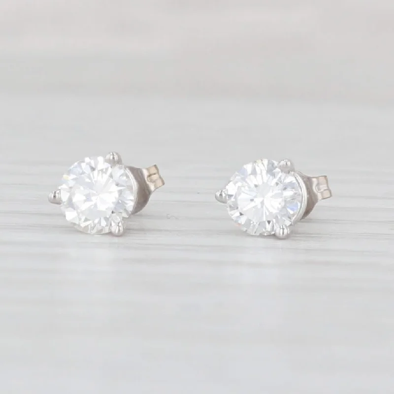 women's earrings with oval gemstones -0.80ctw Round Solitaire Diamond Stud Earrings 14k White Gold