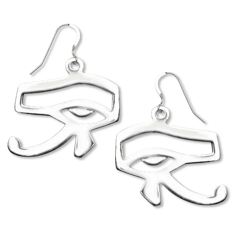 women's earrings with oversized diamonds -Eye of Horus .925 Sterling Silver Earrings