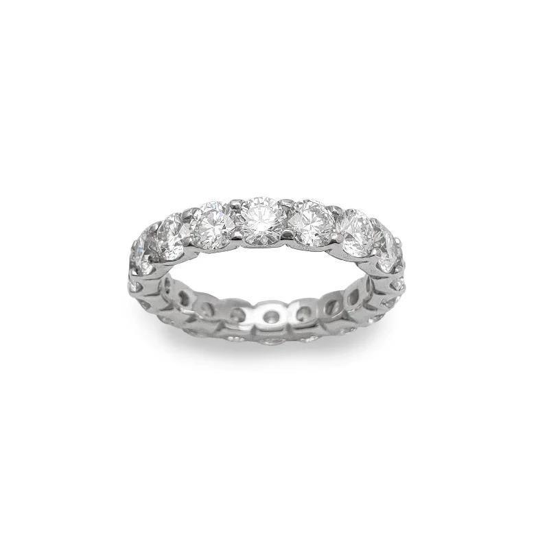 women's rings with decorative accents -Zirconia Eternity Ring (Silver)