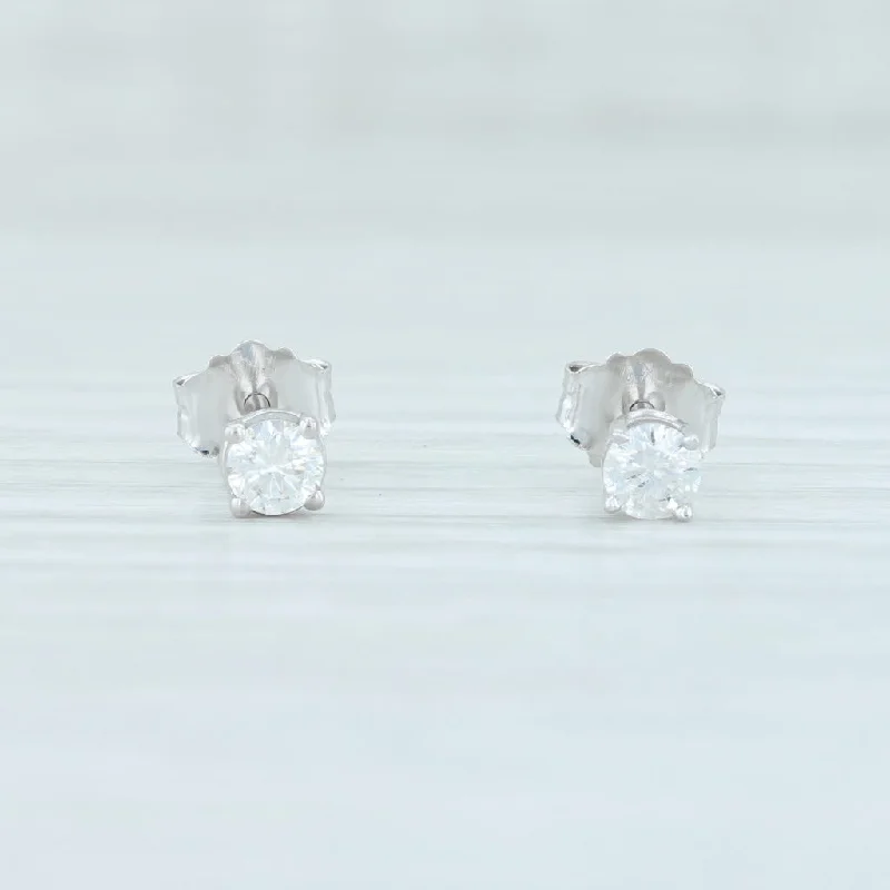 women's earrings with drop design -0.18ctw Diamond Stud Earrings 14k White Gold Round Brilliant Solitaire Studs