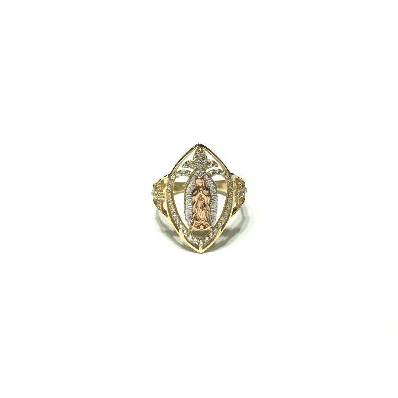 women's rings with antique style -Guadalupe Oval Heart CZ Ring (14K)