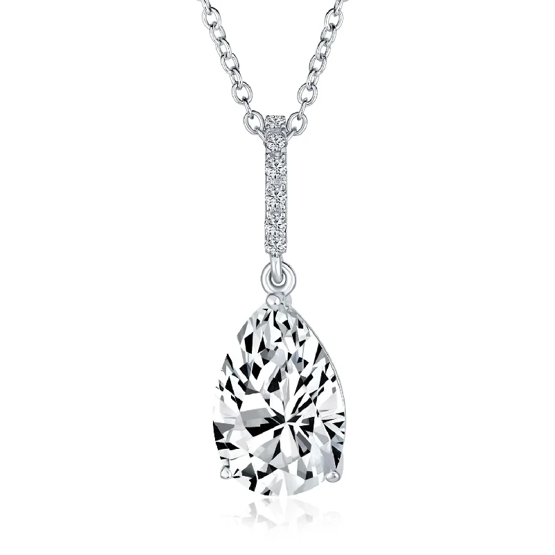 women's necklaces with infinity design -4CT Teardrop Solitaire CZ Bridal Necklace in Sterling Silver for Prom