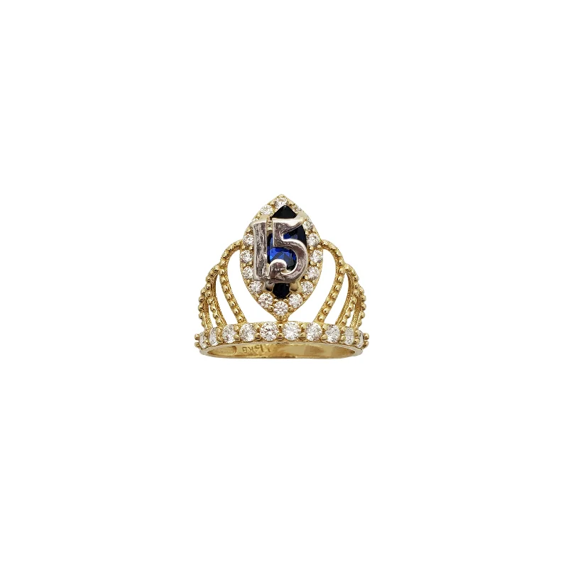 women's rings with engagement style -Blue Birthstone 15 Braided Crown Cz Ring (14K)