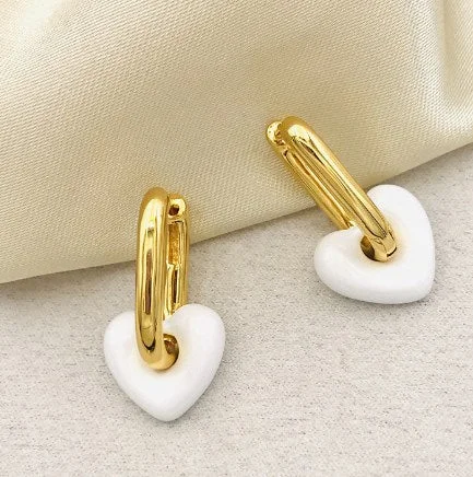 Bright Gold White Earrings