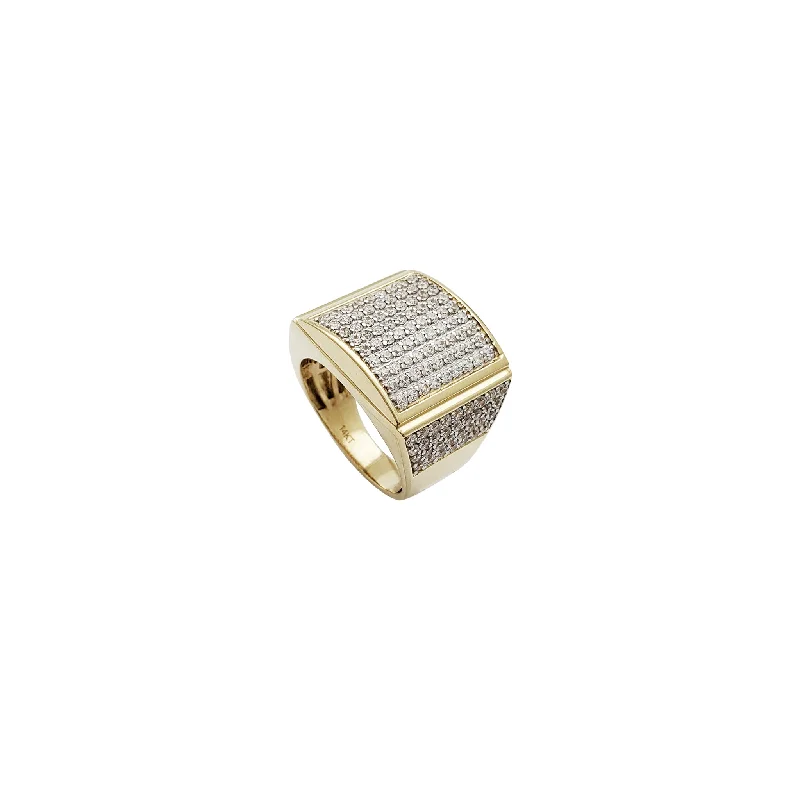 women's rings with side stones -Iced-Out Square CZ Ring (14K)