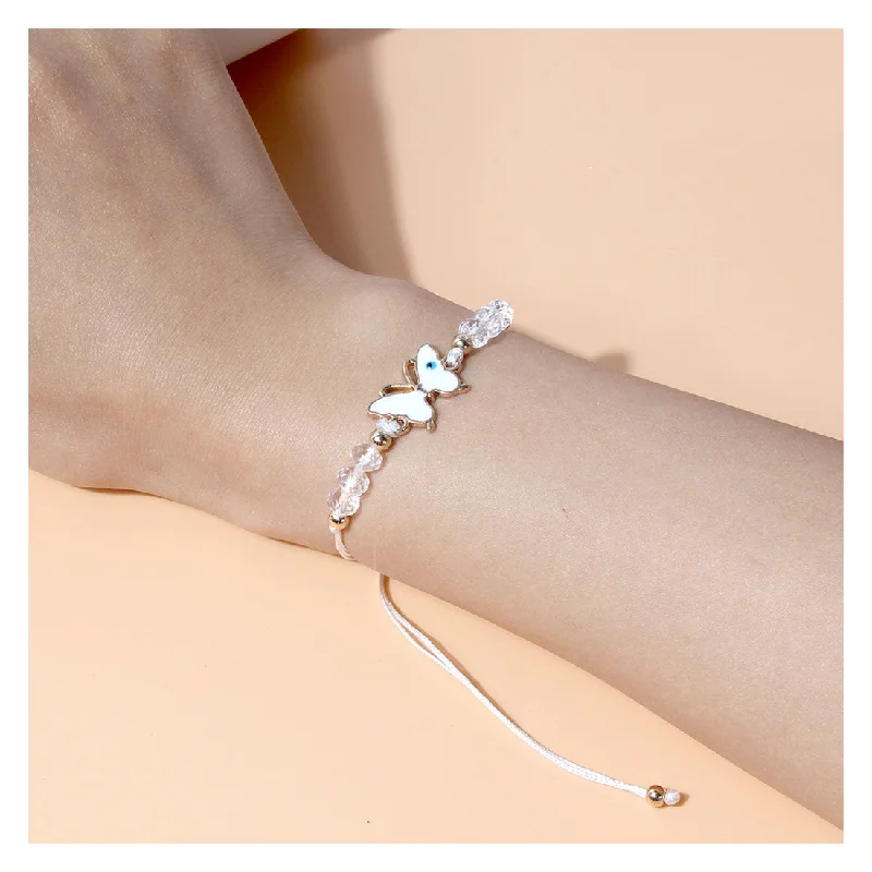 women's bracelets with solid gold -Simple Style Butterfly Alloy Enamel Bracelets 1 Set