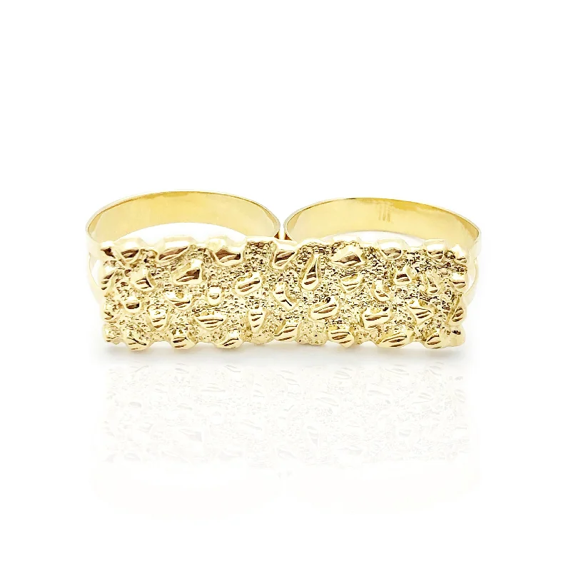 women's rings with luxurious diamonds -Two-Fingers Nugget Ring (10K)