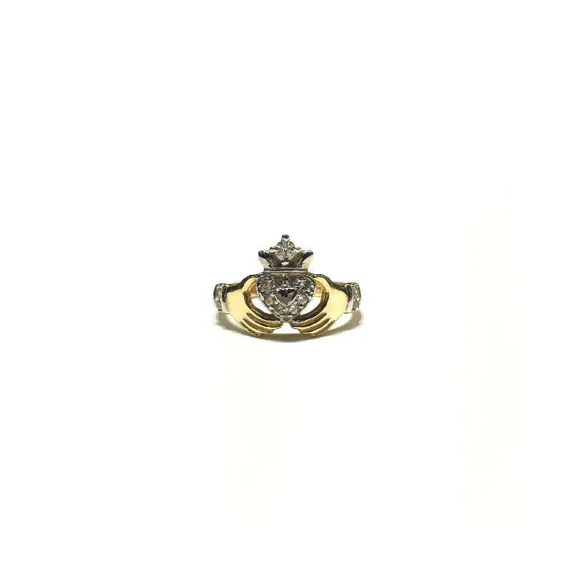 women's rings with geometric design -Claddagh CZ Ring (14K)