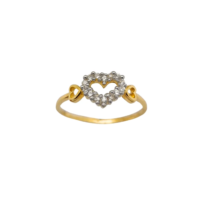 women's rings with open setting -CZ Heart Outline Ring (14K)