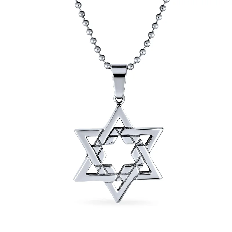 women's necklaces with diamond pendant -Unisex Men's Star of David Pendant Necklace for Bar Mitzvah Stainless Steel