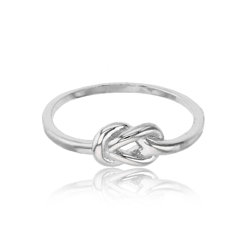 women's rings with wide band -Love Knot Ring (Silver)