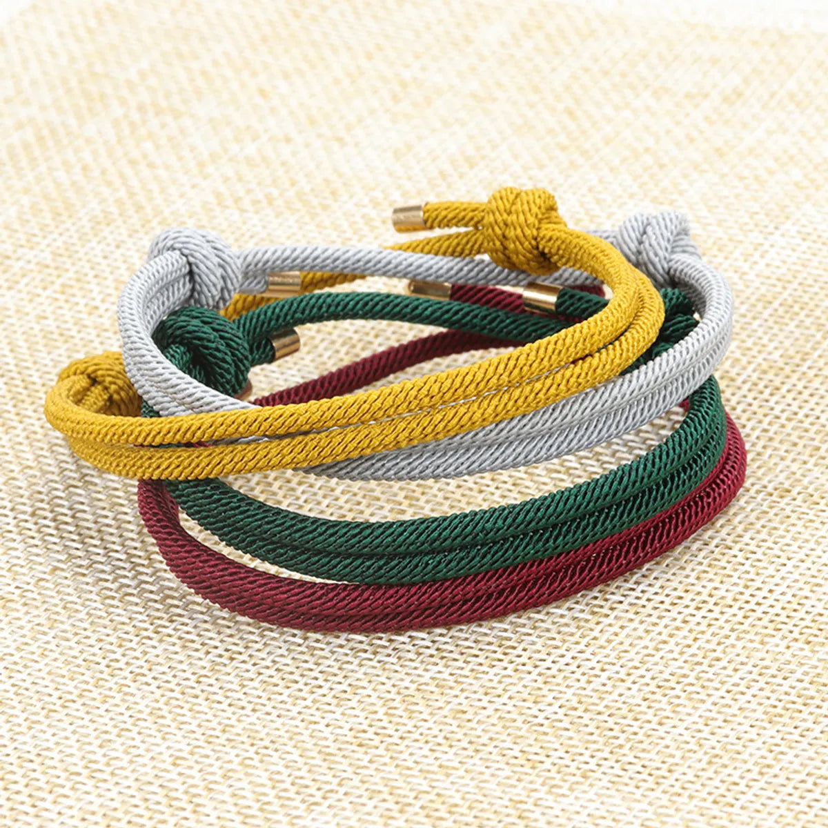 women's bracelets with round charm -1 Piece Simple Style Solid Color Rope Knitting Unisex Bracelets