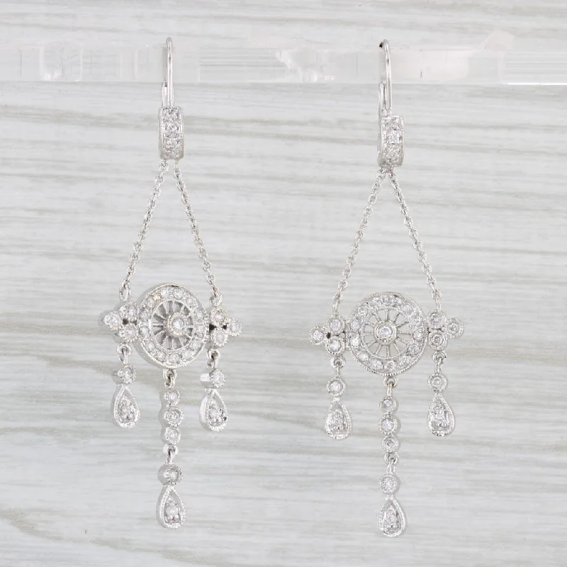 women's earrings with teardrop shape -0.32ctw Diamond Dangle Earrings 14k White Gold Pierced Drops