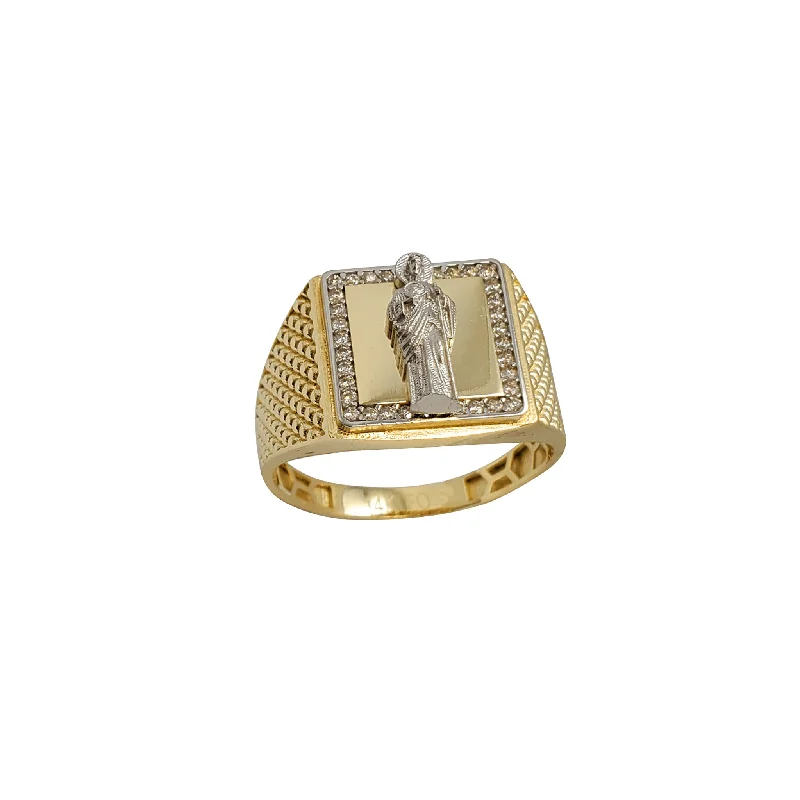 women's rings with polished look -Zirconia Two-Tone Saint Jude Men's Ring (14K)