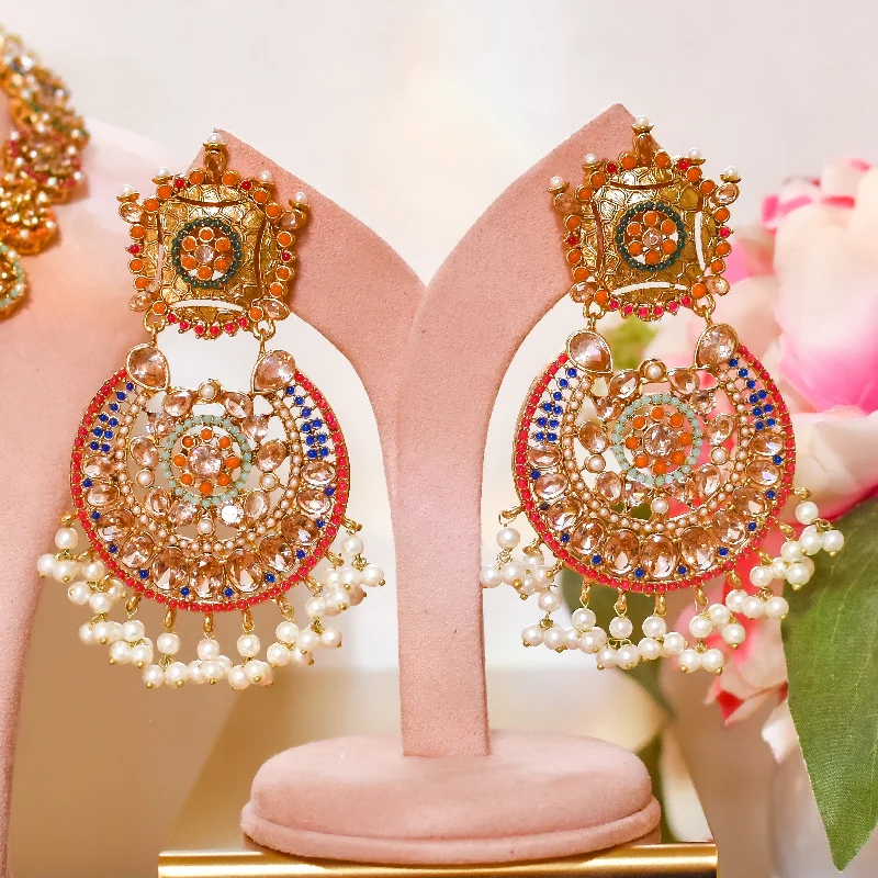 women's earrings with colorful gemstones -Iqra Earrings - Available in 3 Colors