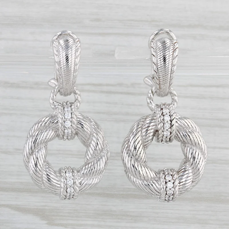 women's earrings with elegant drop design -Judith Ripka 0.36ctw Cubic Zirconia Dangle Wreath Earrings Sterling Silver