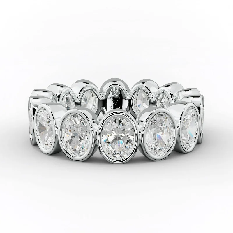 women's engagement rings with modern style -4.0 Carat Bezel Set Oval Cut Diamond Eternity Band