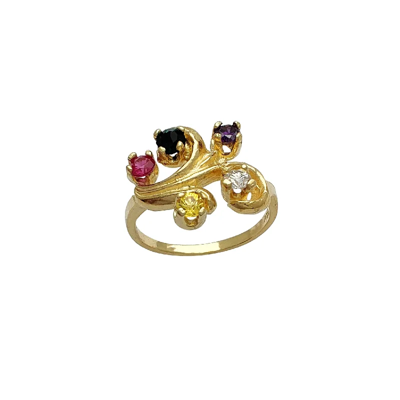 women's rings with luxurious diamonds -Multicolor Stone Fancy Ring (14K)