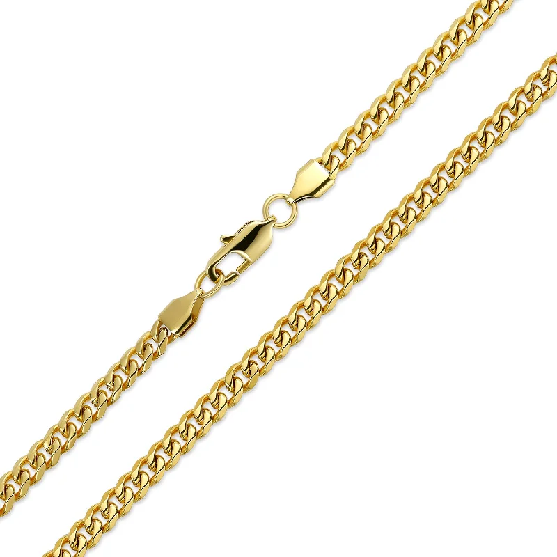 women's necklaces with diamond pendant -Men's 8MM Gold Tone Stainless Steel Miami Cuban Chain Necklace 20-30 Inch