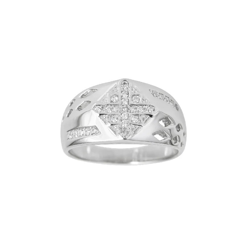 women's rings with sapphire -Rhombus Pave Men's Ring (Silver)