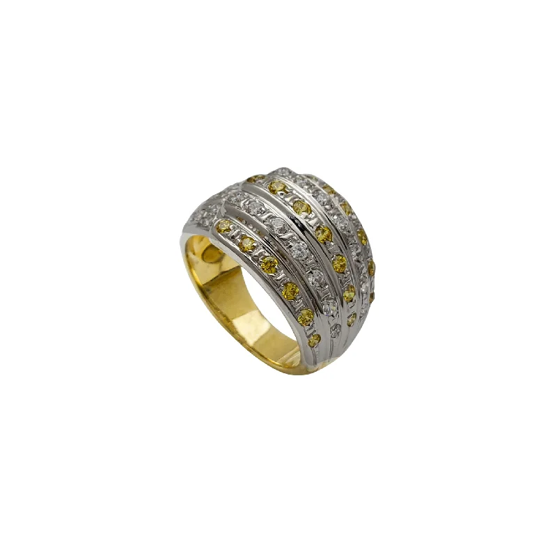 women's rings with custom design -Two-Tone Zirconia Lady Ring (14K)