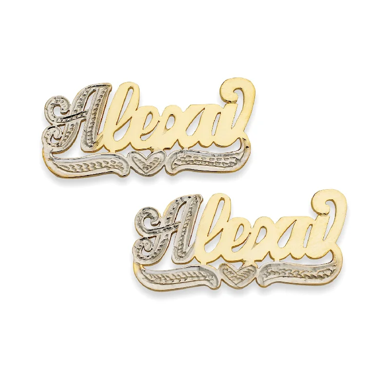 women's earrings with diamond accents -Better Jewelry 14K Gold Script Single Nameplate Stud Earrings