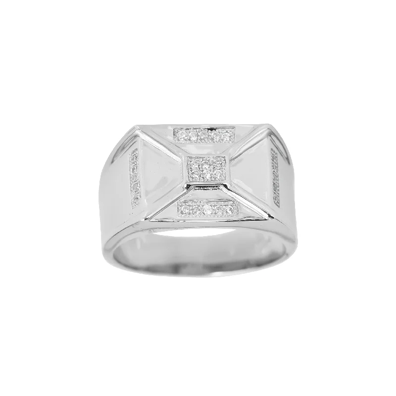 women's rings with pearl -Square Stone-Set Men's Ring (Silver)