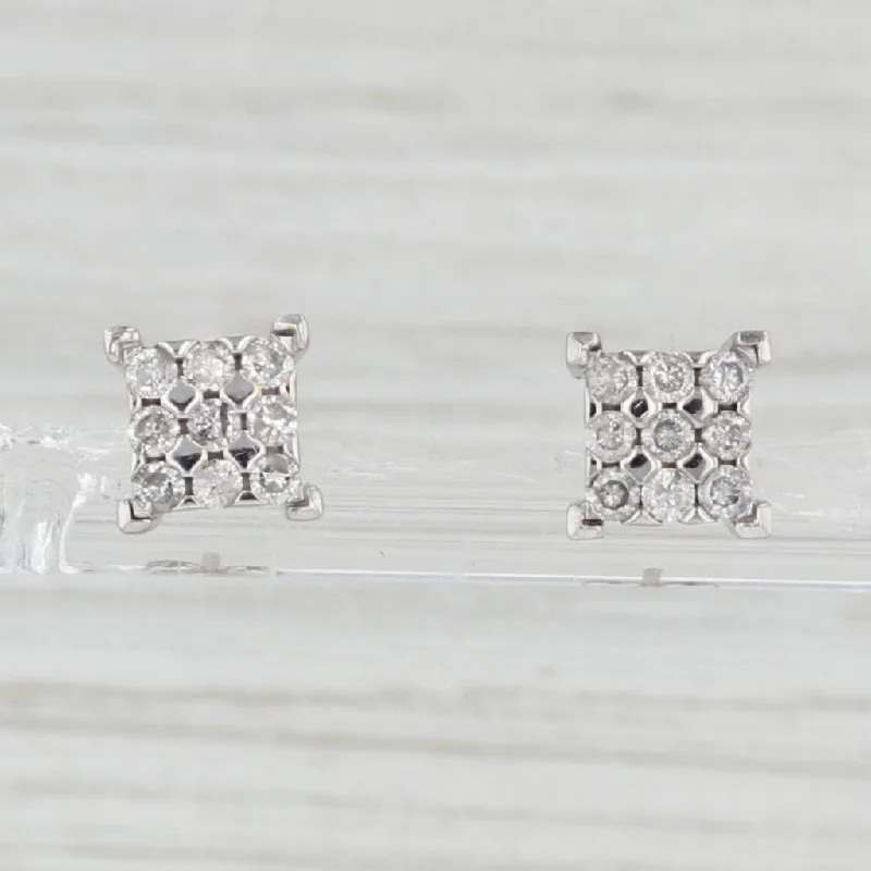 women's earrings with matching set -0.45ctw Round Diamond Square Stud Earrings 10k White Gold