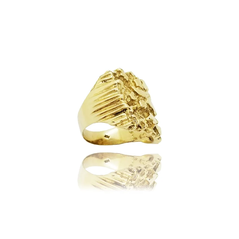 women's rings with oval gemstone -Nugget Yellow Gold Ring (14K)