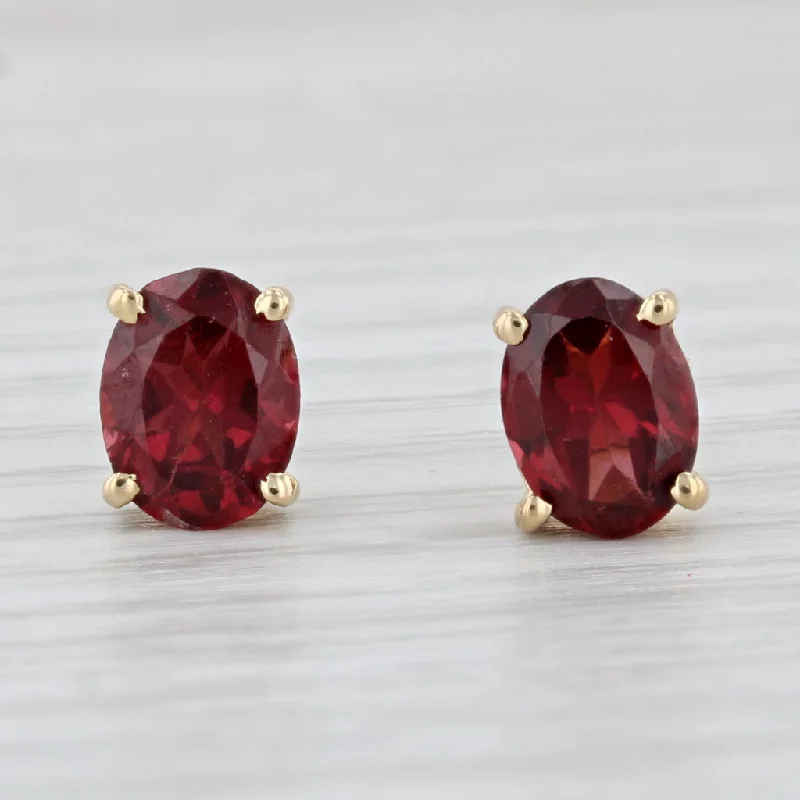 women's earrings with drop design -2.40ctw Rhodolite Garnet Stud Earrings 14k Yellow Gold Oval Solitaires