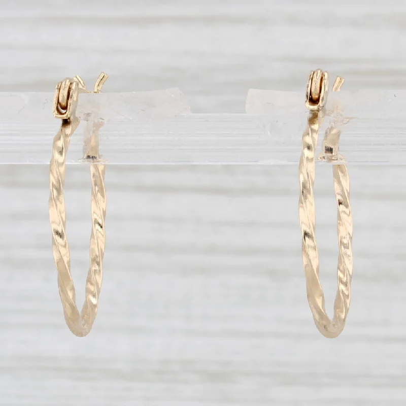 women's earrings with unique style -Twist Hoop Earrings 14k Yellow Gold Snap Top Round Hoops