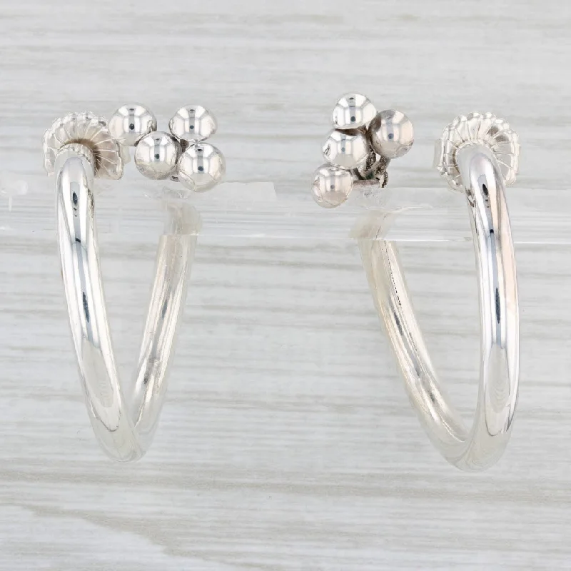 women's earrings with classic stud design -Hoop Statement Earrings Sterling Silver Pierced Drops