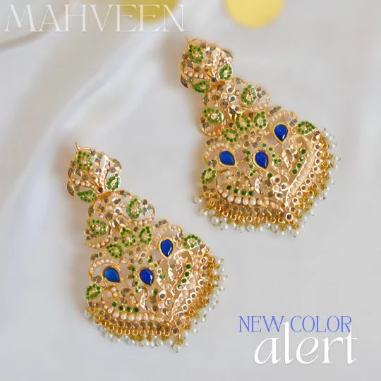 women's earrings with hoop design -Mahveen Earrings - Emerald & Sapphire