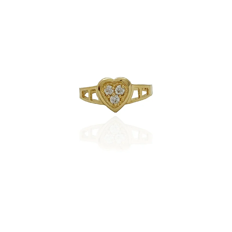 women's rings with matching earrings -Baby-Sized Gemstone Heart Ring (14K)