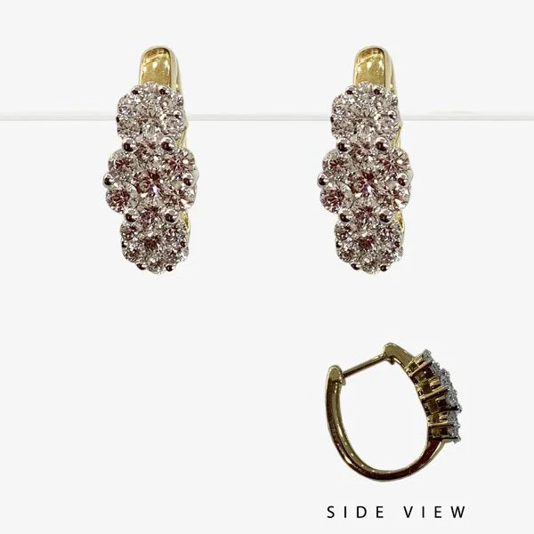 women's earrings with luxury diamonds -14k Yellow Gold Diamond Earrings