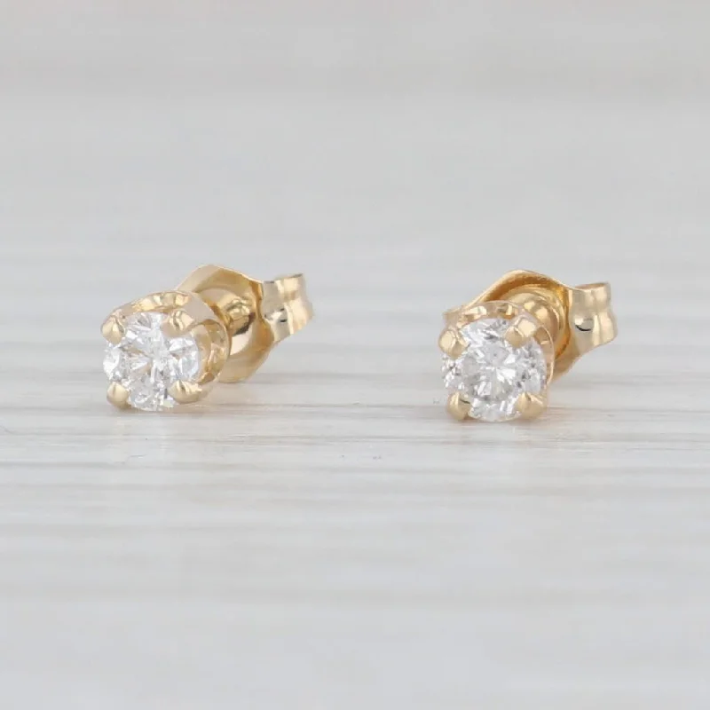 women's earrings with rose gold -0.33ctw Diamond Stud Earrings 14k Yellow Gold Round Solitaire Studs