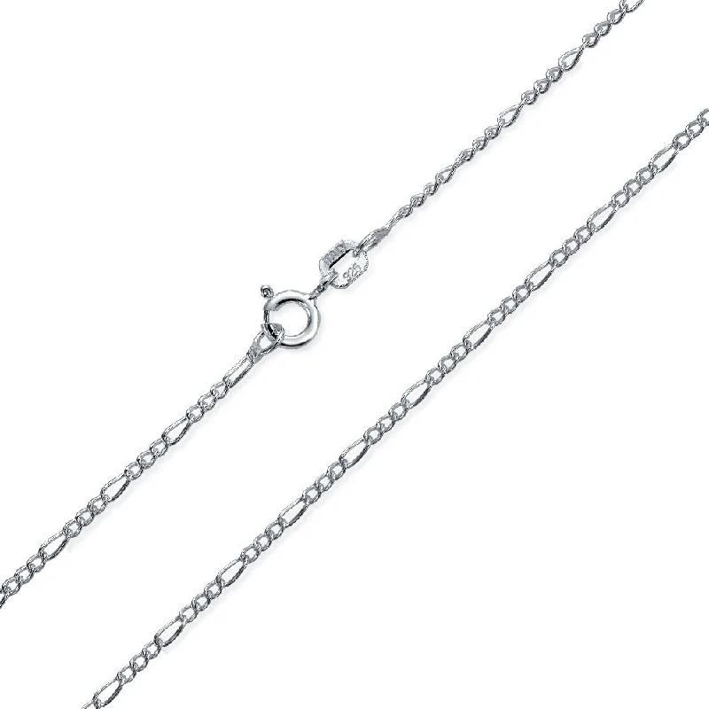 women's necklaces with long pendant -Unisex 14K Gold Overlay Sterling Silver Figaro Chain Necklace for Men 14-24 Inch