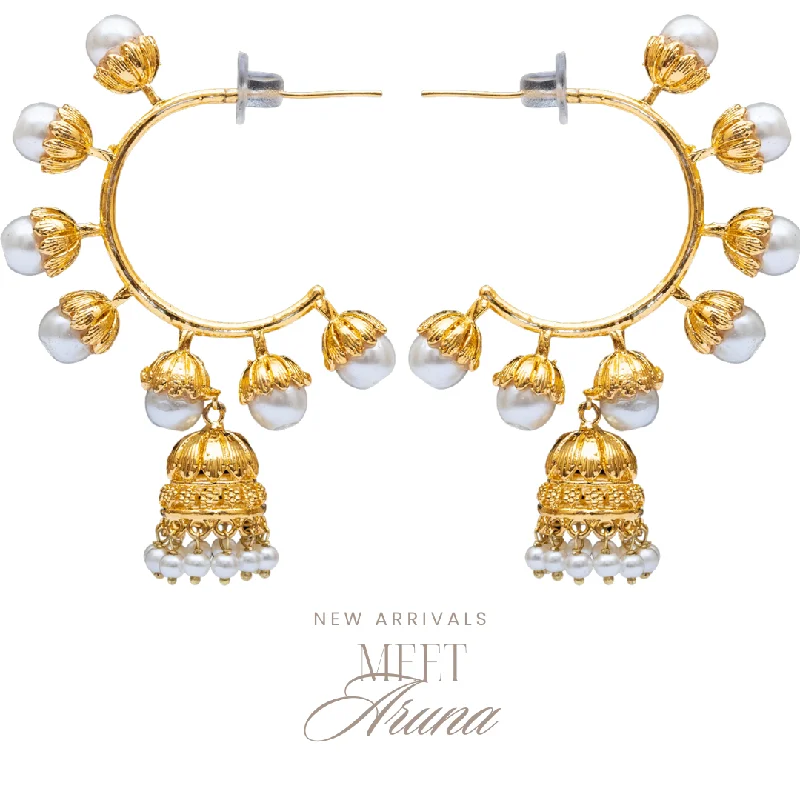 women's earrings with intricate details -Aruna Earrings - Gold