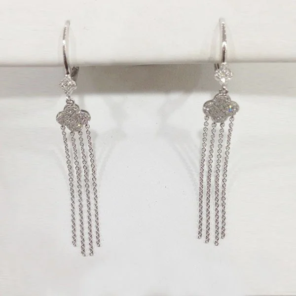 women's earrings with multi-layered design -14k White Gold Diamond Earrings