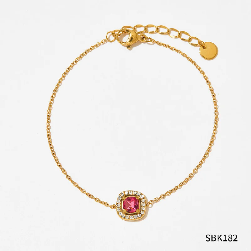 Sbk182 Bracelet Gold Red Zirconium