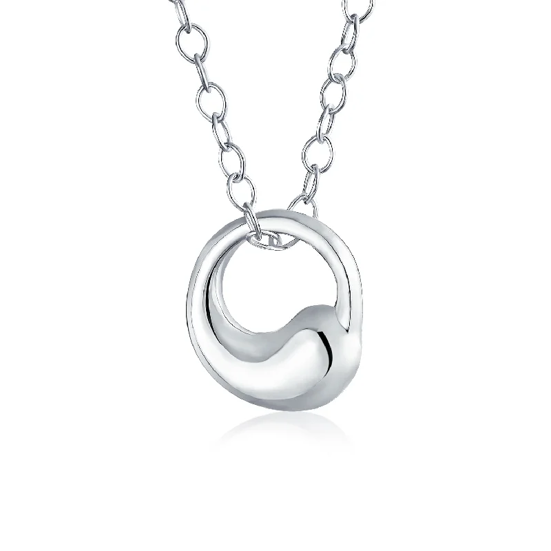 women's necklaces with boho style -Modern Swirl Geometric Karama Circle Pendant Necklace in Sterling Silver