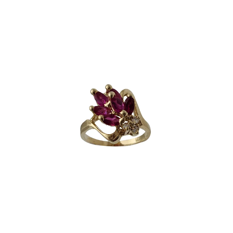 women's rings with teardrop-shaped gemstone -Red Zirconia Marquise Lady Ring (14K)