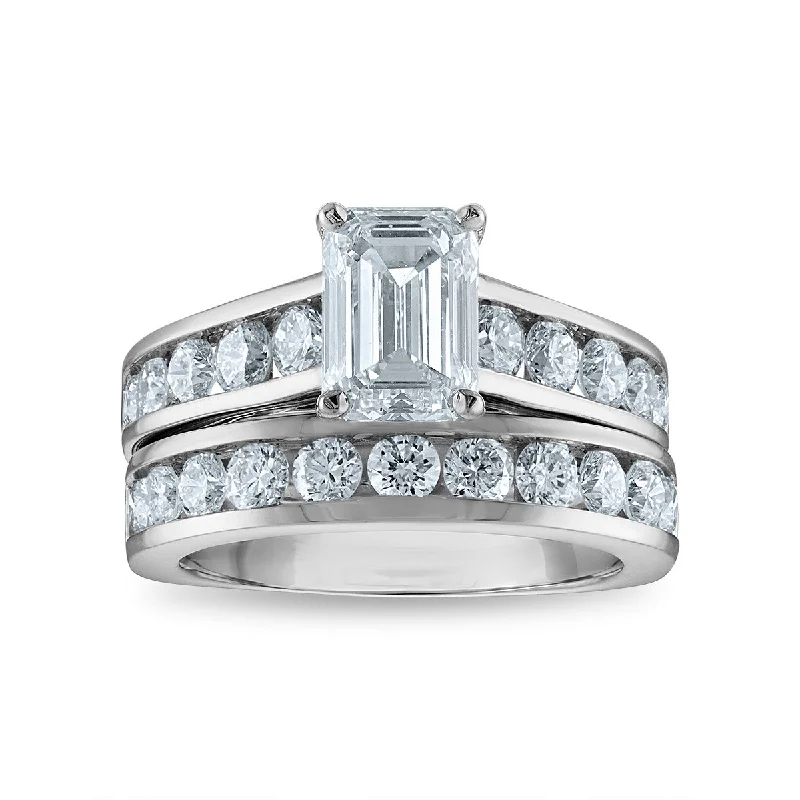 women's engagement rings silver -Signature EcoLove Diamond Dreams 4 CTW Lab Grown Diamond Bridal Set in 14KT White Gold