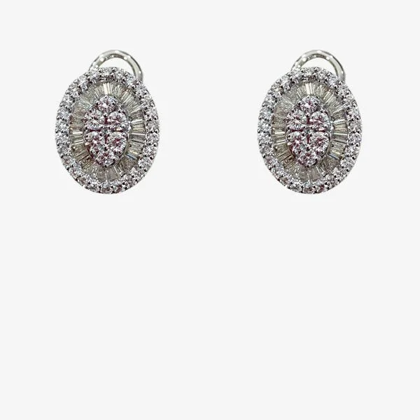 women's earrings with rose gold -14k White Gold Diamond Earrings