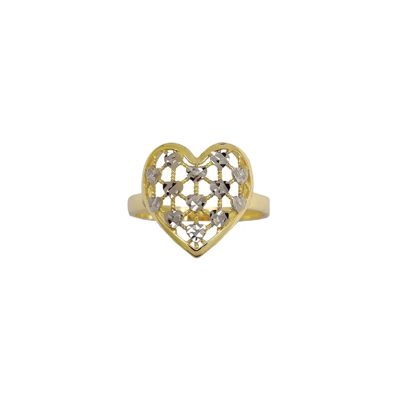 women's rings with eternity band -Two-Tone Molecular Heart Ring (14K)