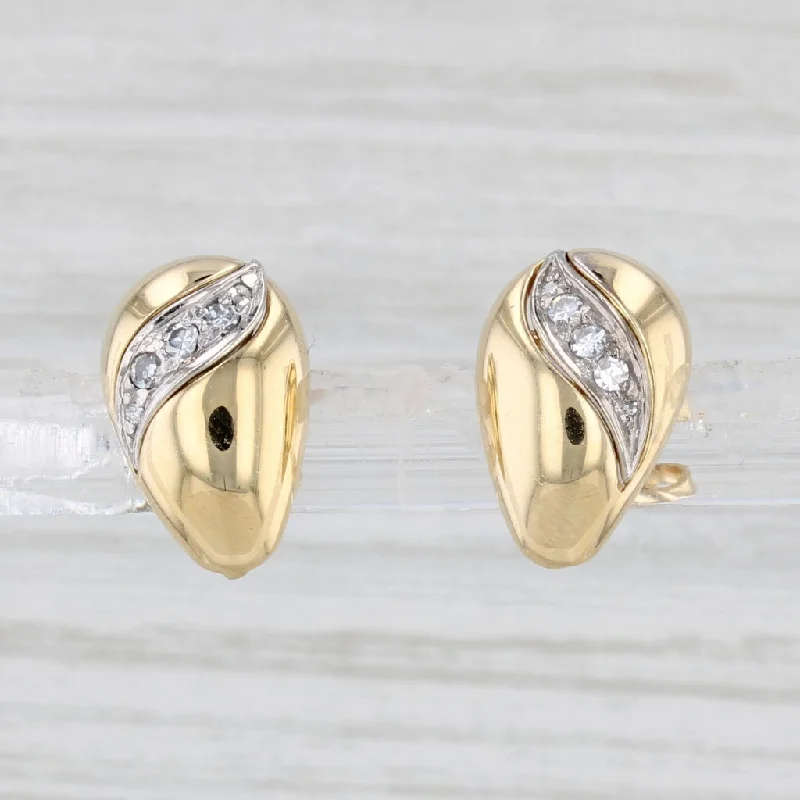 women's earrings with floral stud -Diamond Teardrop Stud Earrings 18k Yellow Gold