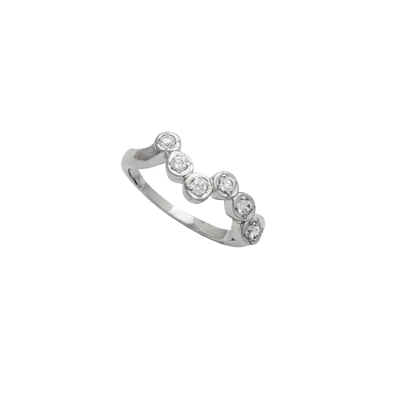 women's rings with sparkling diamonds -Zirconia Bezel Graduated Ring (Silver)