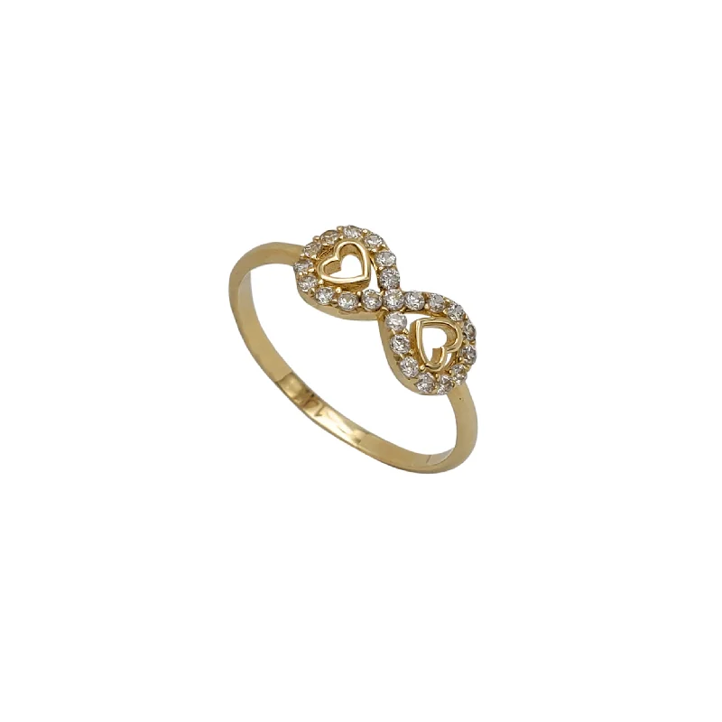 women's rings with gemstone -Zirconia Infinity Heart Ring (14K)