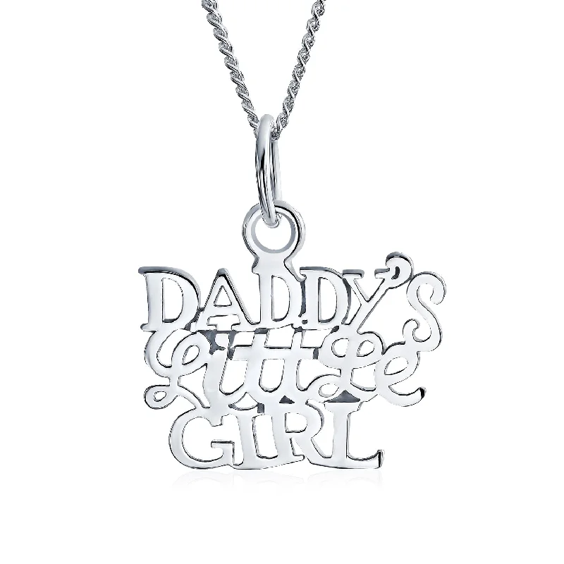 women's necklaces with solid gold -Inspirational 'Daddy's Little Girl' Pendant Necklace for Daughter in Sterling Silver