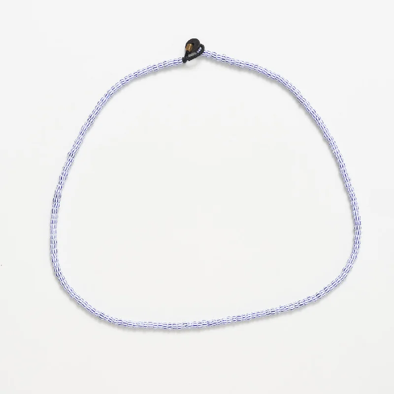 women's necklaces with round pendant -FINAL SALE: Single Strand Solid Necklace - White Blue